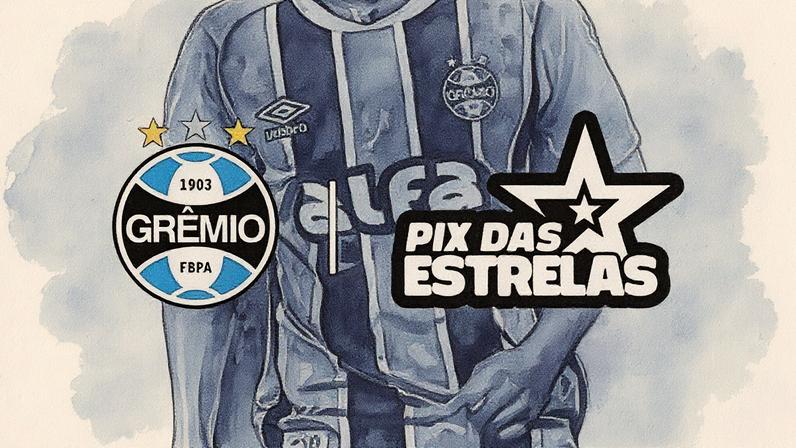 Grêmio é patrocinado pelo Pix das Estrelas, plataforma de sorteios (Foto: Reprodução)