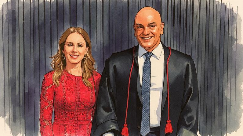 Alexandre de Moraes e Viviane Barci de Moraes durante posse de ministro como presidente do TSE, em agosto de 2022