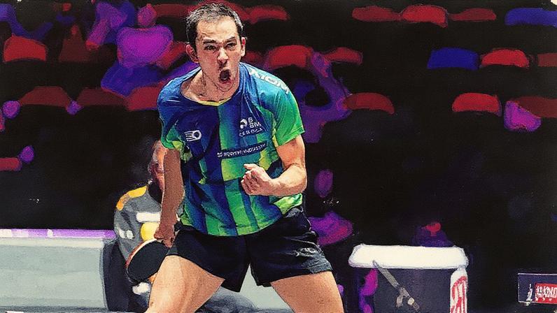 Hugo Calderano em ação no WTT de Macau (Foto: Divulgação/ WTT)