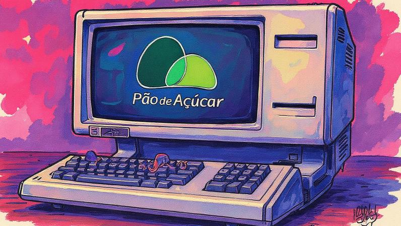 O CD-ROM do Pão de Açúcar permitia, em 1995, fazer compras de supermercado pelo computador — ideia que parecia futurista para a época (Imagem criada por ferramenta de IA/Freepik)