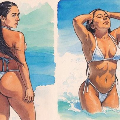 Mulher Melão aproveita dia de sol na praia do Rio