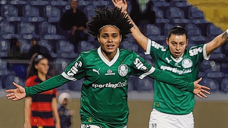Jogadoras do Palmeiras celebrando o gol diante do Sport, pelas quartas de final da Copa do Brasil Feminina  • Vinicius Nunes/Agência F8/ESTADÃO CONTEÍDO