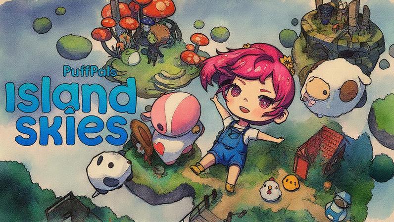 A pink-haired girl floats in the sky surrounded by animals. © Kickstarter