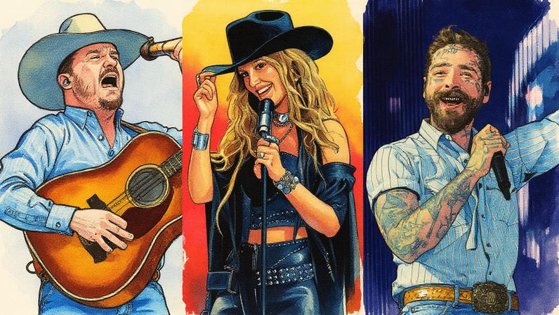 Cody Johnson, Lainey Wilson and Post Malone will each headline Stagecoach 2026. Joseph Okpako/WireImage; Rich Polk/Penske Media; Arturo Holmes/Getty Images