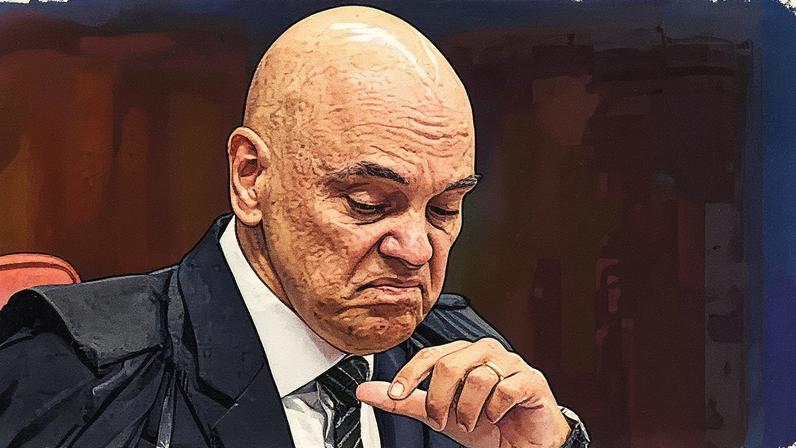 O ministro Alexandre de Moraes durante o 4º dia de julgamento da trama golpista no STF. Na sessão, o ministro Luiz Fux profere o voto. Foto: Evaristo Sa / AFP