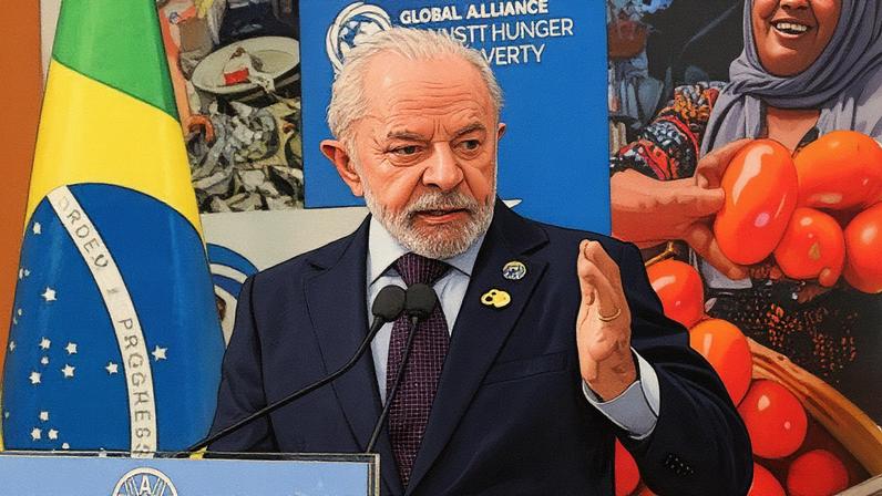 Lula em coletiva de imprensa na Itália. Foto: Andreas SOLARO / AFP