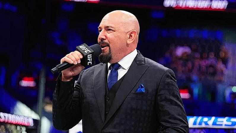 UFC Octagon announcer Joe Martinez introduces a fight