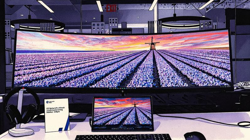 Big monitor, little pop-up camera.