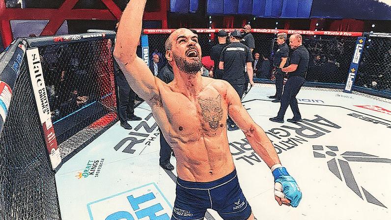 Yousri Belgaroui of The Netherlands enters the Octagon prior to facing Marco Tulio of Brazil in their middleweight fight during Dana White's Contender Series season seven, week four at UFC APEX on August 29, 2023 in Las Vegas, Nevada. (Photo by Chris Unger/Zuffa LLC)