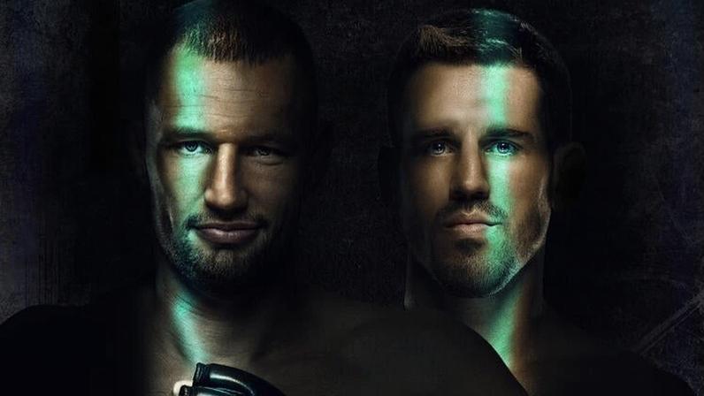 UFC middleweights Reinier de Ridder and Brendan Allen on a black background
