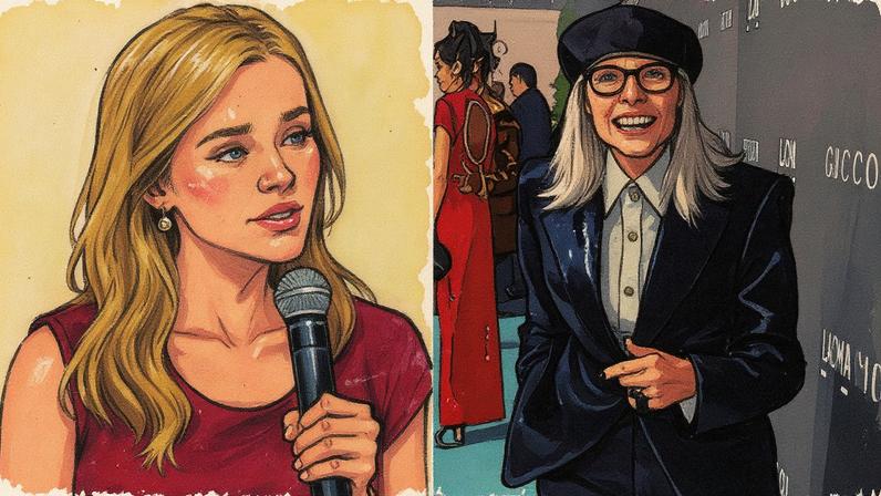 Reese Witherspoon fought back tears while honoring the late Diane Keaton onstage at a Hello Sunshine event on Saturday.