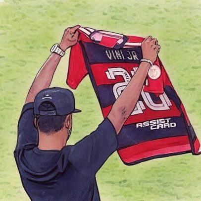 Vini Jr. posta foto com camisa do Flamengo de Ibson