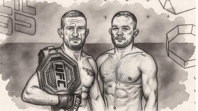Merab Dvalishvili e Petr Yan fazem revanche na luta principal do UFC 323, em dezembro de 2025. (Divulgação)