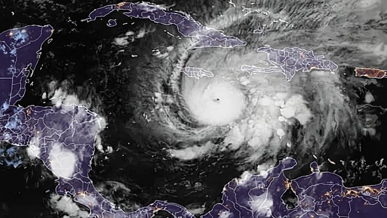 A satellite image shows Hurricane Melissa southeast of Jamaica in early morning, 26 October 2025.