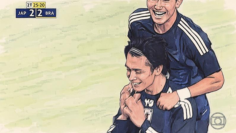 Aos 25 min do 2º tempo - gol de cabeça de Ueda do Japão contra o Brasil