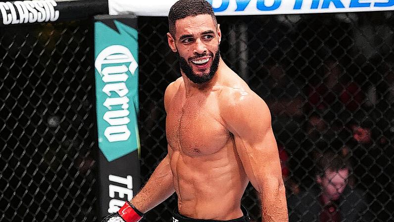 Pôster oficial do UFC Vegas 111 com as imagens de Gabriel Bonfim e Randy Brown; evento acontece dia 8 de novembro, no UFC Apex, em Las Vegas. (Divulgação)