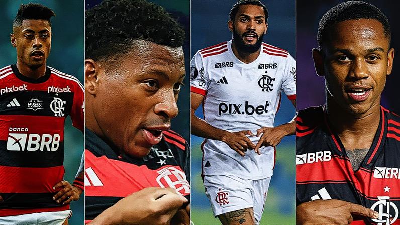 Bruno Henrique, Plata, Juninho e Wallace Yan (Foto: Divulgação/ Flamengo)