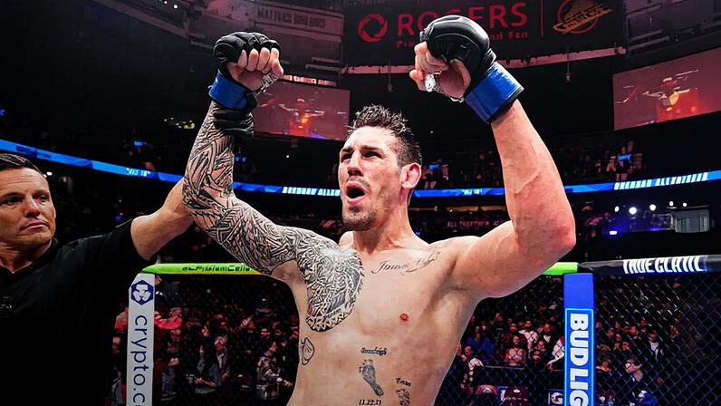 Brendan Allen venceu Reinier de Ridder na luta principal do UFC Vancouver. (Foto por Jeff Bottari/Zuffa LLC)