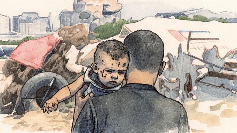 Three-month-old baby Rim was the sole survivor of an Israeli strike on the home of the Abu Hiyye family in Khan Younis. Rim has been taken in by her aunt.