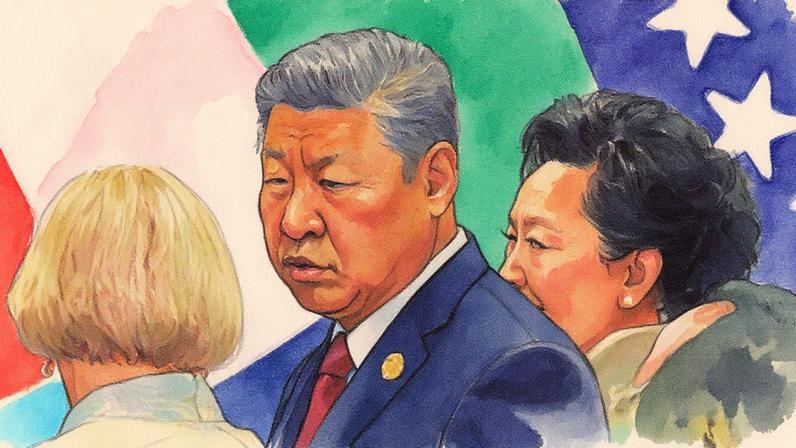 Iceland’s president, Halla Tómasdóttir (left), interacts with China's president, Xi Jinping, during the opening ceremony of the global women's summit. Photograph: Getty Images