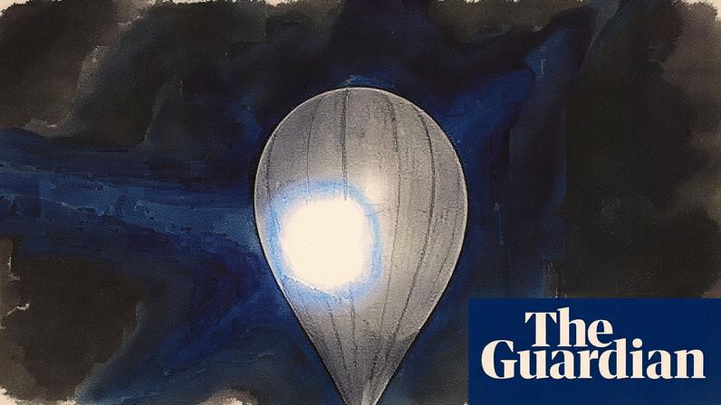 An undated photo of a Lithuanian border official inspecting a balloon used to smuggle cigarettes from Belarus. Photograph: AP