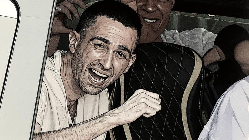 Released hostage Avinatan Or arriving at the hospital in Petah Tikva on Monday.