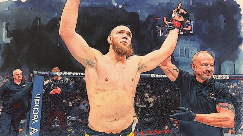 Valter Walker comemora a vitória sobre Louie Sutherland no card preliminar do UFC 321. (Foto por Chris Unger/Zuffa LLC)