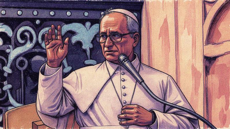 Pope Leo XIV delivers a speech during his weekly general audience in St Peter's Square, in Vatican City, on 1 October 2025.