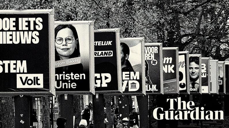 Campaign posters line a street in the Hague, with 27 parties contesting the election. Photograph: Yves Herman/Reuters