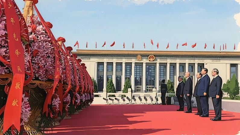 Cai Qi (fourth from right) was among CCP leaders, including Xi Jinping (second from right), attending a ceremony in Tiananmen Square on Tuesday. Photograph: Xinhua/Shutterstock