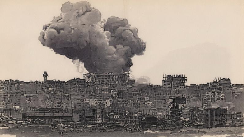 Una columna de humo vista desde el sur de Israel, tras un ataque terrestre y aéreo en la Franja este viernes.
