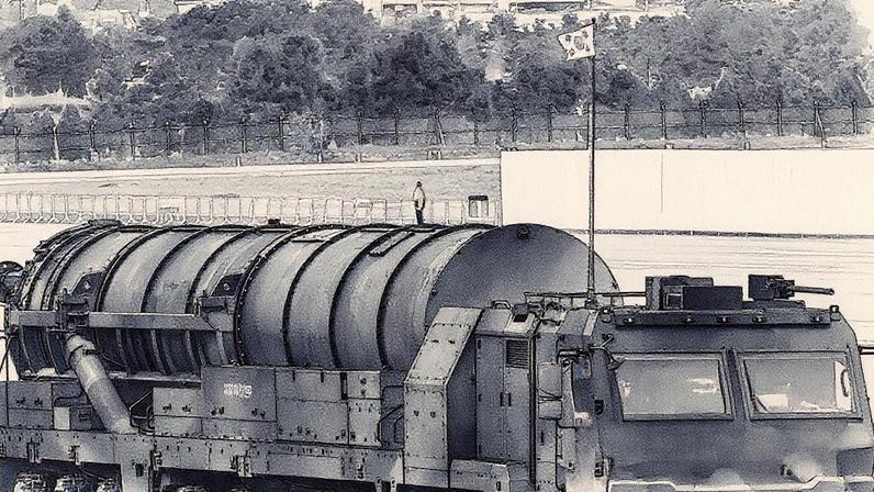 A mobile launcher carrying the Hyunmoo-5 ballistic missile features during a ceremony marking the 76th Armed Forces Day held in Seoul in October 2024.