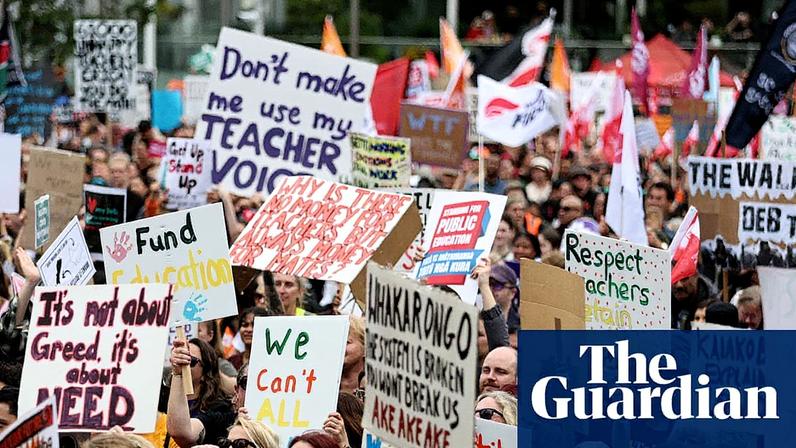 Workers rally in Auckland during the New Zealand ‘mega strike’ amid stalled collective bargaining with the coalition government.
