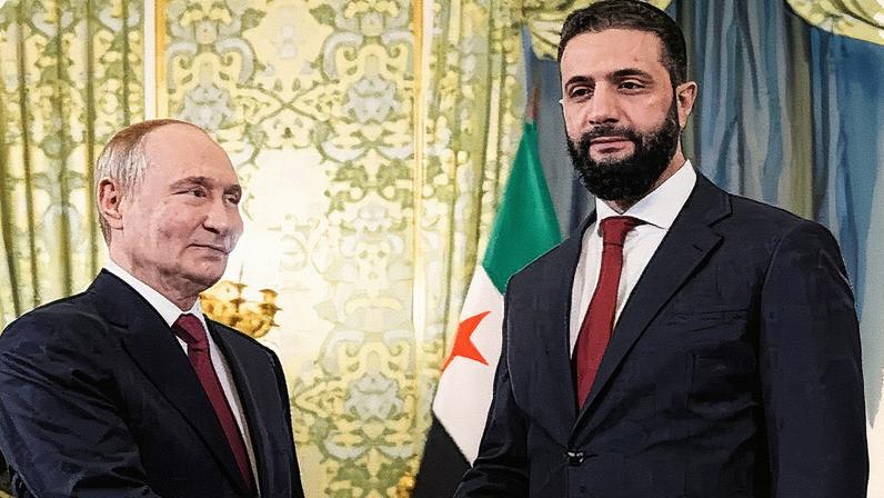 Al-Sharaa and Putin meeting in the Kremlin on Wednesday, where the Syrian president is expected to formally request the extradition of his predecessor, al-Assad. Photograph: Alexander Zemlianichenko/Reuters