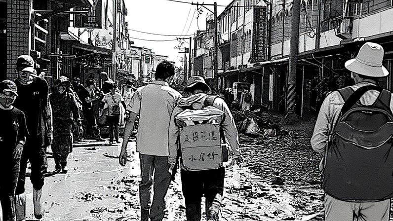 Tens of thousands of volunteers have swarmed the Taiwanese town of Guangfu to help after a mudslide sparked by typhoon rains on 23 September sent more than 15m tonnes of water, dirt and debris into its streets. Photograph: Helen Davidson/The Guardian