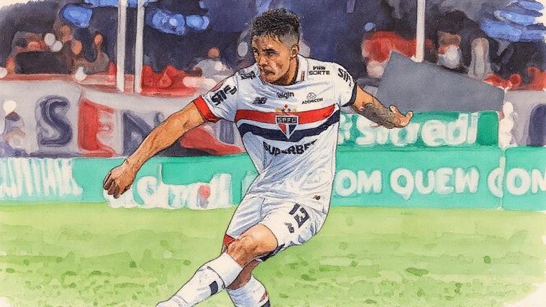 Enzo Diaz tem agradado na lateral esquerda do São Paulo desde sua chegada