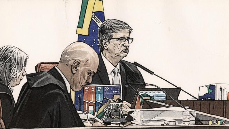 Trama golpista: o procurador-geral da República, Paulo Gonet, durante o julgamento da denúncia contra Jair Bolsonaro e outros 7 no STF. Foto: Gustavo Moreno/STF