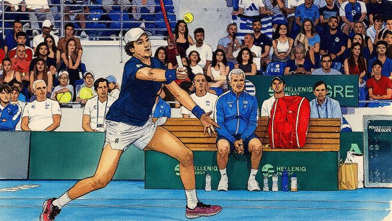 João Fonseca na vitória histórica sobre Tsitsipas na Davis (Foto: André Gemmer/CBT)