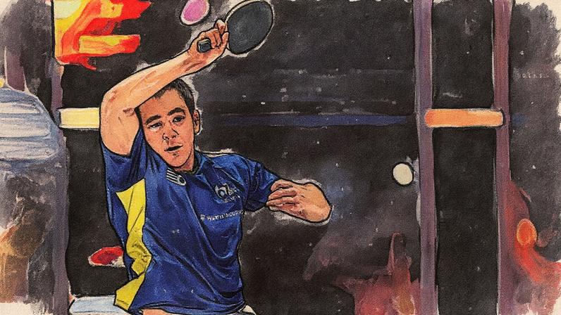 Hugo Calderano na vitória na estreia do China Smash (Divulgação: WTT)