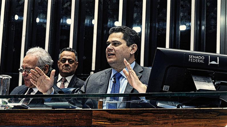 Davi Alcolumbre (União-AP) comanda sessão do Senado Federal. Foto: Marcos Oliveira/Agência Senado