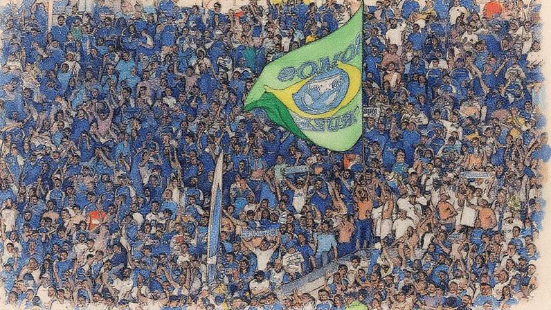 No jogo com o Flamengo, a torcida do Cruzeiro lotou o setor de visitantes no Maracanã (Foto: Thaís Magalhães/Cruzeiro)