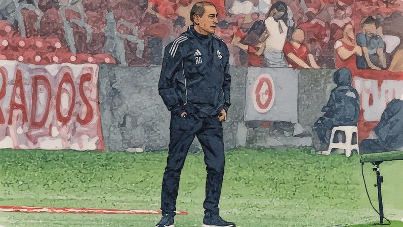 Ramón Díaz durante o primeiro tempo do jogo com o Botafogo (Foto: Ricardo Duarte/SC Internacional)