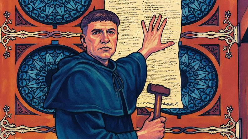 "95 Teses de Martinho Lutero" - obra do pintor belga do século XIX, Ferdinand Pauwels - Foto: Reprodução