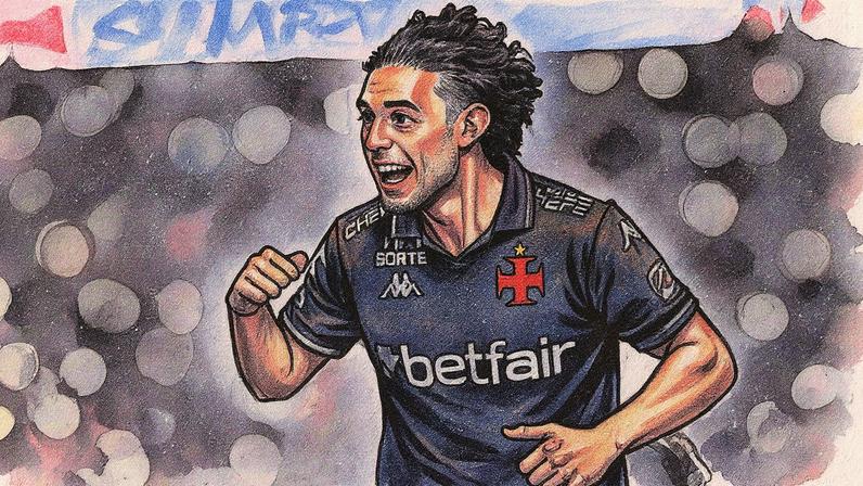 Nuno Moreira comemora gol marcado pelo Vasco (Foto: Thiago Ribeiro/AGIF)