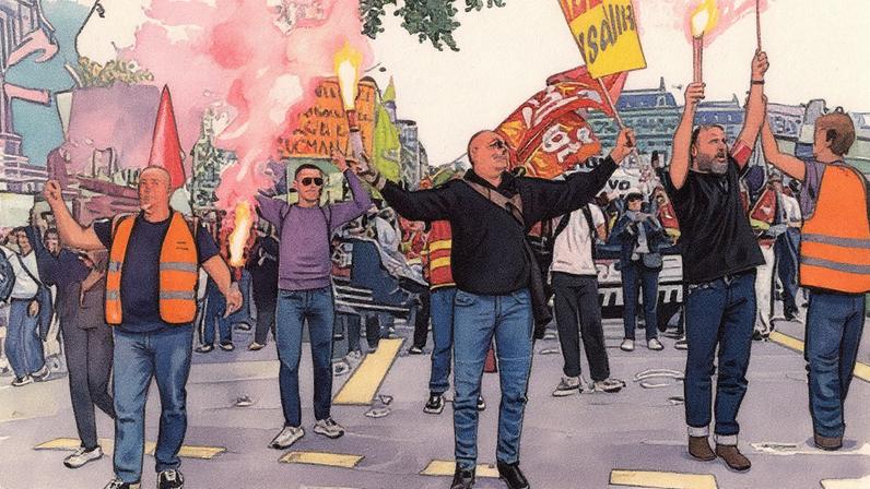 Un grupo de manifestantes en la huelga convocada este jueves en París y otras ciudades de Francia.