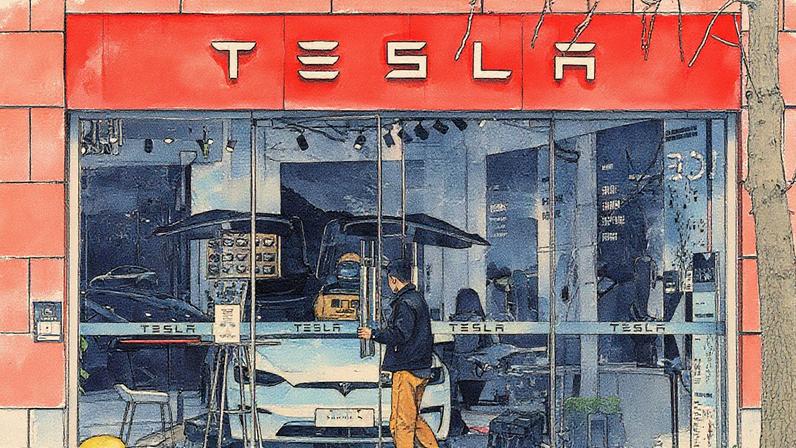 Lucro da Tesla cai 31% no tri apesar de vendas recorde e aumenta pressão sobre Musk | Tesla Inc. Model X electric vehicle on display inside one of the company's dealerships in Beijing, China, on Friday, March 7, 2025. Tesla's China-made wholesale deliveries fell to the lowest in more than 2 1/2-years last month, adding to a troubling slide in global sales at a time Chief Executive Officer Elon Musk is increasingly distracted by politics. (Bloomberg/Na Bian)