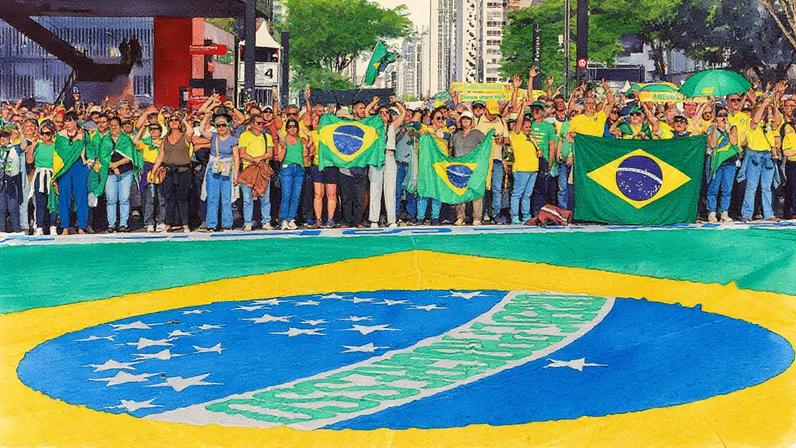 Manifestantes se reúnem na Avenida Paulista durante ato em 8 de agosto. (Foto: Cadu Pinotti/Agência Brasil)