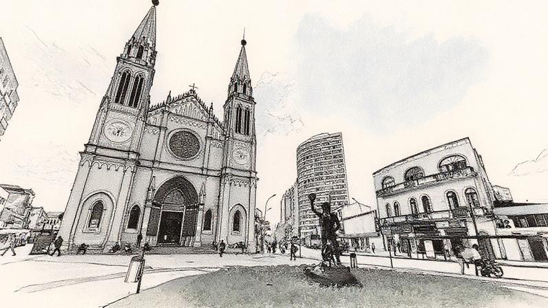 Praça Tiradentes, no centro de Curitiba, é um dos pontos do passeio Curitiba Sombria • Divulgação