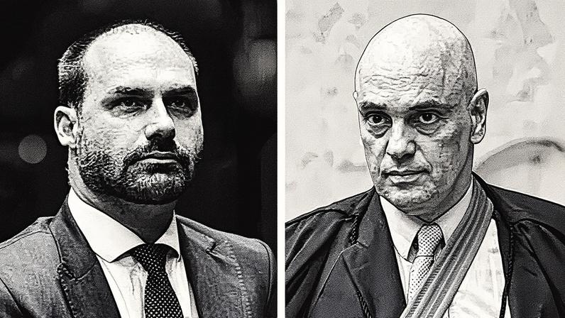 Eduardo Bolsonaro e o ministro Alexandre de Moraes. Fotos: Pedro França/Agência Senado e Antonio Augusto/STF