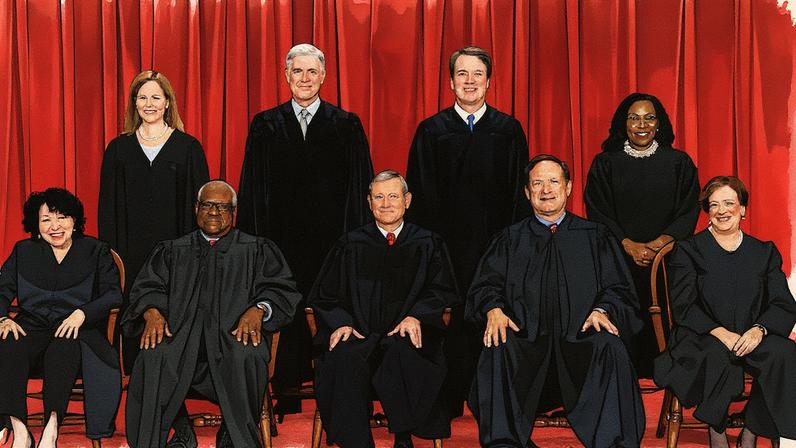 Los magistrados del Tribunal Supremo de Estados Unidos en una foto oficial. Desde la izquierda, Amy Coney Barrett, Neil Gorsuch, Brett Kavanaugh, Elena Kagan, Samuel Alito, John Roberts, Clarence Thomas, Sonia Sotomayor y Elena Kagan. Evelyn Hockstein (REUTERS)